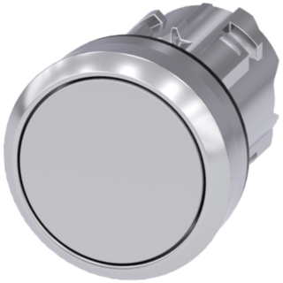 Pushbutton, 22 mm, round, metal, high gloss, gray, button