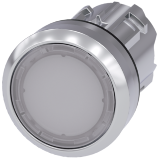 Pushbutton, illuminated, 22 mm, round, metal, high gloss, white, button
