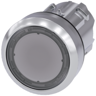 Pushbutton, illuminated, 22 mm, round, metal, high gloss, clear, button