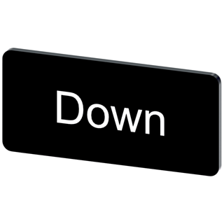 Labeling plate 12.5 x 27 mm, label black, labeling: Down