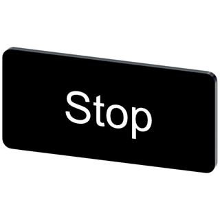Labeling plate 12.5 x 27 mm, label black, labeling: Stop