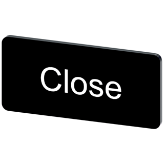 Labeling plate 12.5 x 27 mm, label black, labeling: Close