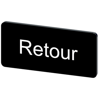 Labeling plate 12.5 x 27 mm, label black, labeling: RETOUR