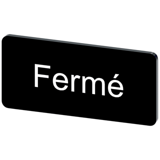 Labeling plate 12.5 x 27 mm, label black, labeling: FERME