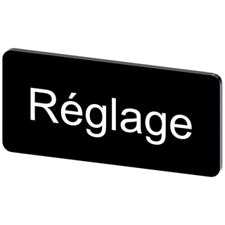 Labeling plate 12.5 x 27 mm, label black, labeling: REGLAGE