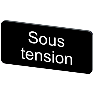 Labeling plate 12.5 x 27 mm, label black, labeling: SOUS TENSION