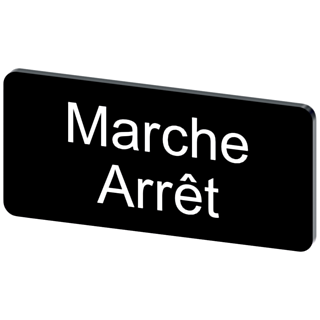 Labeling plate 12.5 x 27 mm, label black, labeling: Arret-Marche