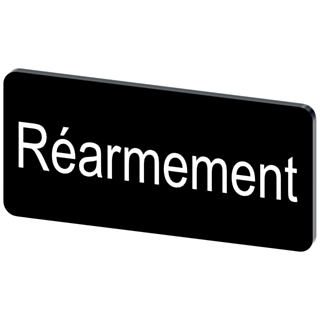 Labeling plate 12.5 x 27 mm, label black, labeling: REARMEMENT