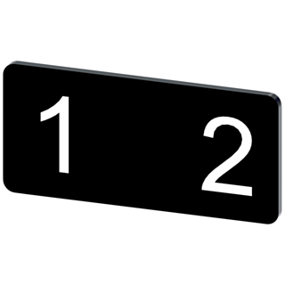 Labeling plate 12.5x27 mm, black label, icon: 1 2