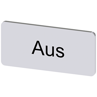 Labeling plate 12.5 x 27 mm, silver-colored label, labeling: Aus