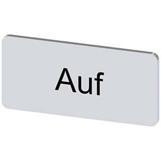 Labeling plate 12.5 x 27 mm, silver-colored label, labeling: Auf
