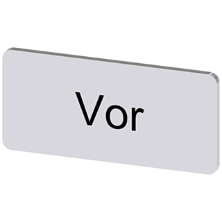 Labeling plate 12.5 x 27 mm, silver-colored label, labeling: Vor