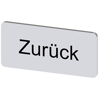 Labeling plate 12.5 x 27 mm, silver-colored label, labeling: Zurück