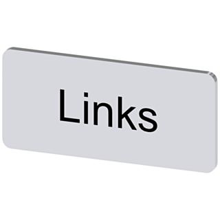 Labeling plate 12.5 x 27 mm, silver-colored label, labeling: Links