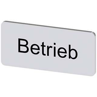 Labeling plate 12.5 x 27 mm, silver-colored label, labeling: Betrieb