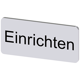 Labeling plate 12.5 x 27 mm, silver-colored label, labeling: Einrichten