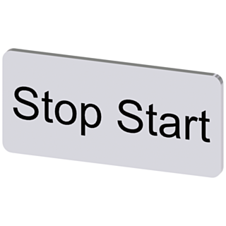 Labeling plate 12.5 x 27 mm, silver-colored label, labeling: Stop Start