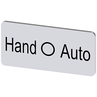 Labeling plate 12.5 x 27 mm, silver-colored label, labeling: Hand O Auto