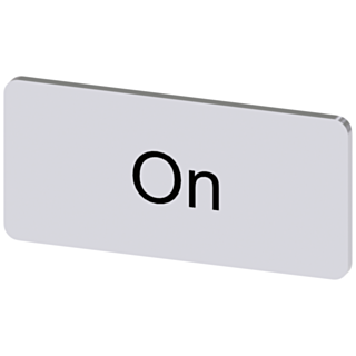 Labeling plate 12.5 x 27 mm, silver-colored label, labeling: On