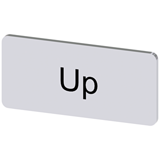 Labeling plate 12.5 x 27 mm, silver-colored label, labeling: Up
