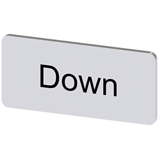 Labeling plate 12.5 x 27 mm, silver-colored label, labeling: Down