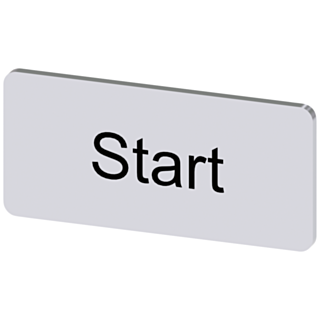 Labeling plate 12.5 x 27 mm, silver-colored label, labeling: Start