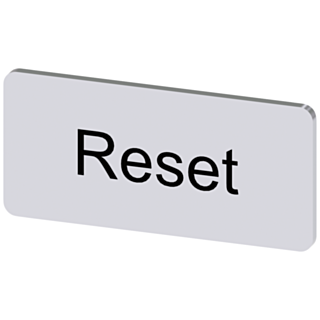 Labeling plate 12.5 x 27 mm, silver-colored label, labeling: Reset