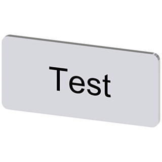 Labeling plate 12.5 x 27 mm, silver-colored label, labeling: Test