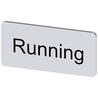 Labeling plate 12.5 x 27 mm, silver-colored label, labeling: Running