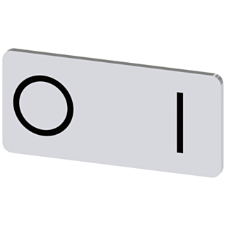 Labeling plate 12.5 x 27 mm, silver-colored label, icon: O* I