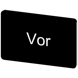 Labeling plate 17.5 x 27 mm, label black, labeling: Vor