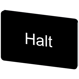 Labeling plate 17.5 x 27 mm, label black, labeling: Halt