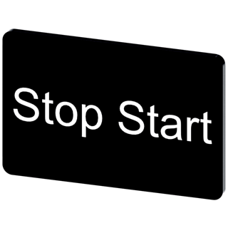 Labeling plate 17.5 x 27 mm, label black, labeling: Stop Start