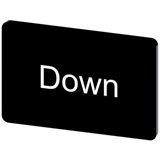 Labeling plate 17.5 x 27 mm, label black, labeling: Down