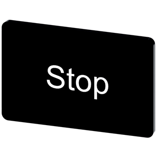 Labeling plate 17.5 x 27 mm, label black, labeling: Stop