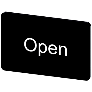 Labeling plate 17.5 x 27 mm, label black, labeling: Open
