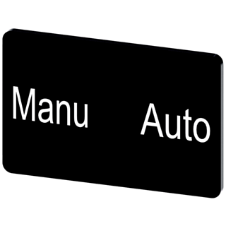 Labeling plate 17.5 x 27 mm, label black, labeling: Manu Auto