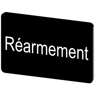 Labeling plate 17.5 x 27 mm, label black, labeling: REARMEMENT