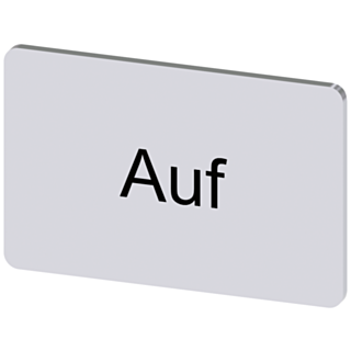 Labeling plate 17.5x27 mm, silver-colored label, labeling: Auf