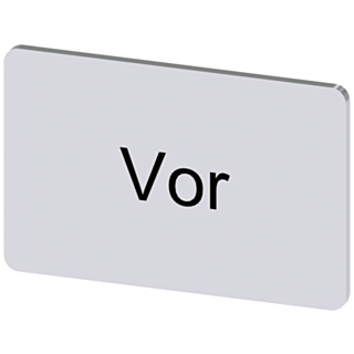 Labeling plate 17.5x27 mm, silver-colored label, labeling: Vor
