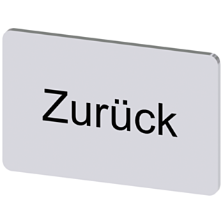 Labeling plate 17.5x27 mm, silver-colored label, labeling: Zurück