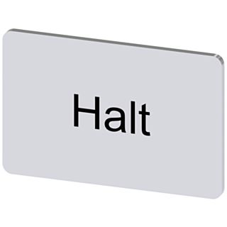 Labeling plate 17.5x27 mm, silver-colored label, labeling: Halt