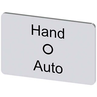 Labeling plate 17.5x27 mm, silver-colored label, labeling: Hand O Auto