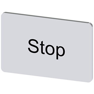 Labeling plate 17.5x27 mm, silver-colored label, labeling: Stop