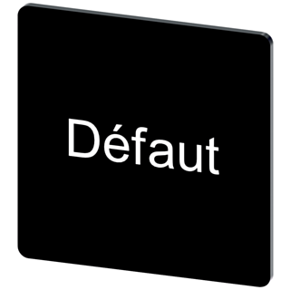 Labeling plate 27 x 27 mm, label black, labeling: DEFAUT