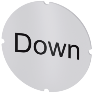 Inscription plate for illuminated pushbutton, round, milky, labeling: Down