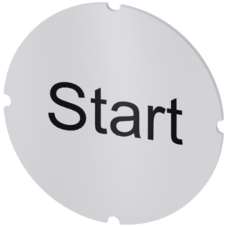 Inscription plate for illuminated pushbutton, round, milky, labeling: Start