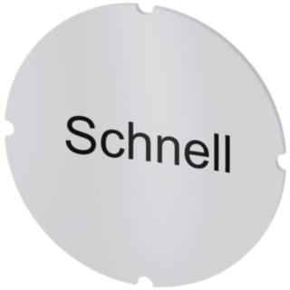 Inscription plate for illuminated pushbutton, round, milky, labeling: schnell