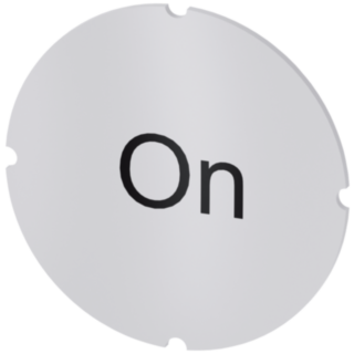 Inscription plate for illuminated pushbutton, round, milky, labeling: On