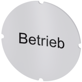 Inscription plate for illuminated pushbutton, round, milky, labeling: Betrieb